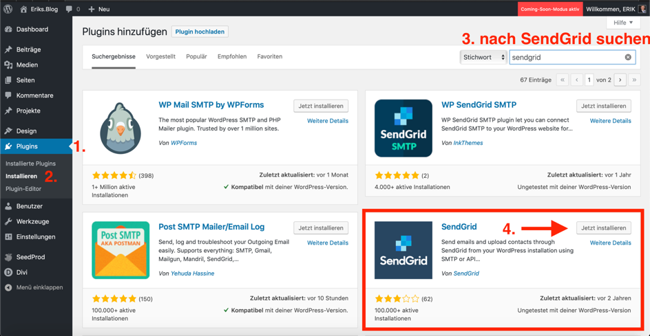 SendGrid instalieren