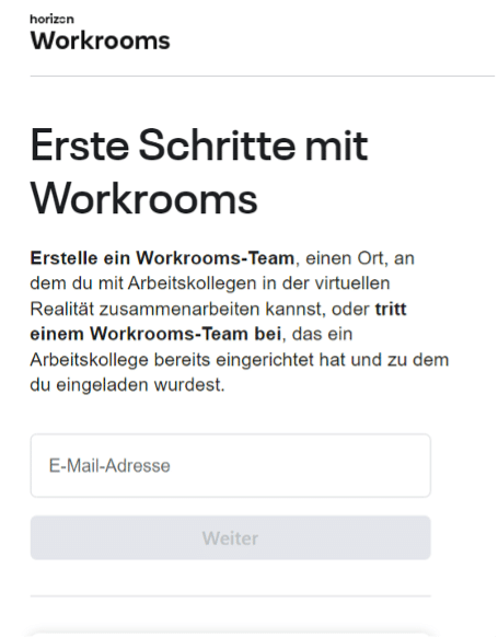 Horizon Workrooms anmelden